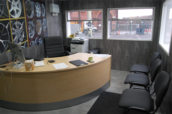 Our Alloy Wheel colour change reception area